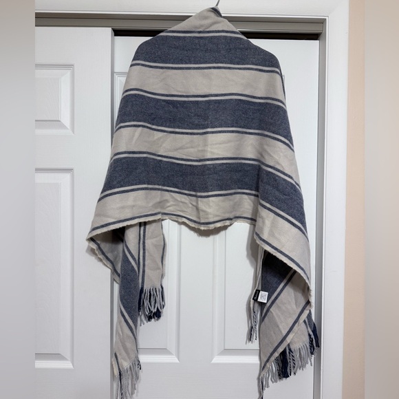 Madewell Blue & White Striped Cape Scarf - Size OS - Picture 3 of 6